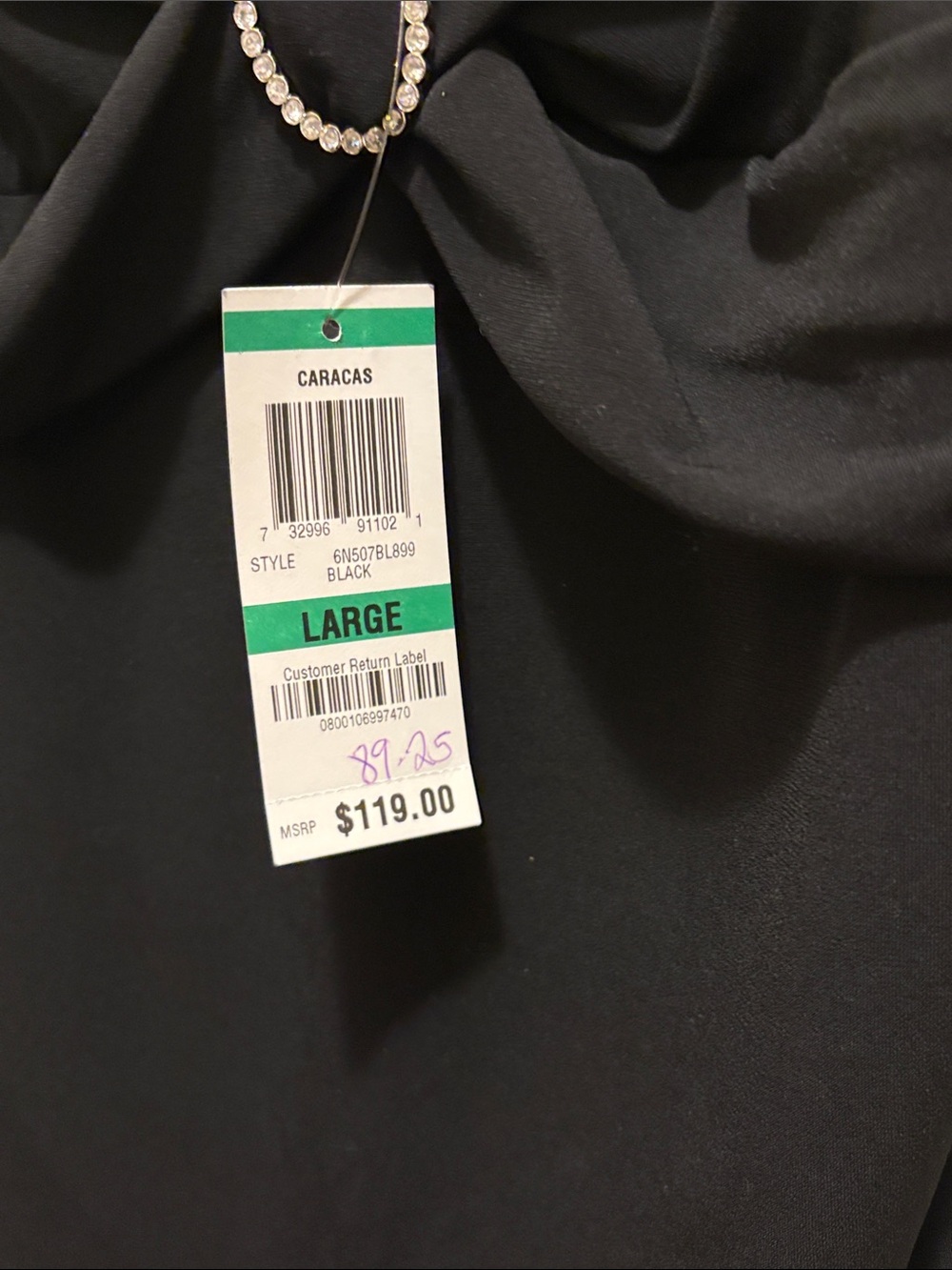 INC International Concepts Black Spaghetti Strap Midi Dress with Broach Detail - Picture 7 of 8